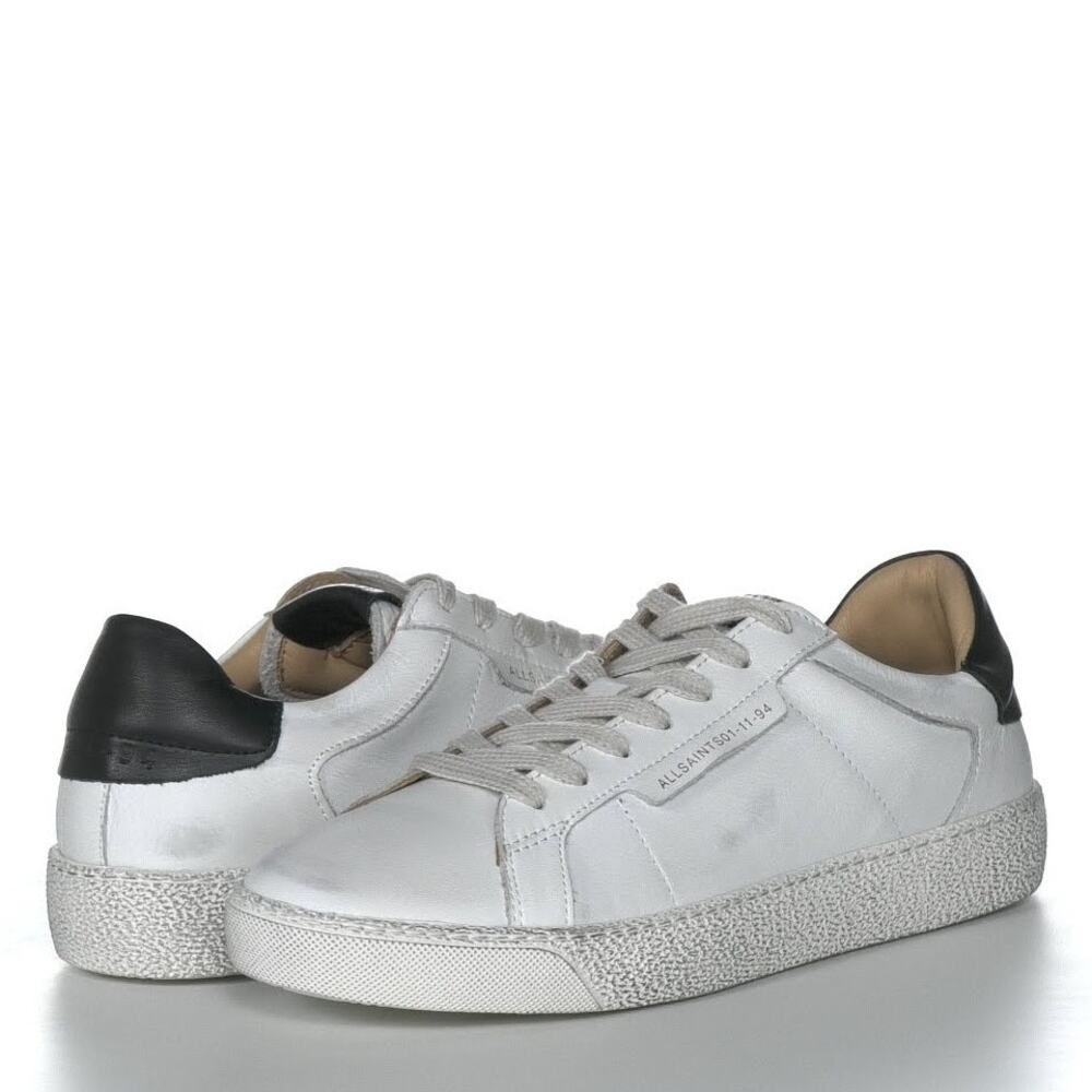 AllSaints White Leather Low-Top Sneakers Size 41 - Picture 1 of 9